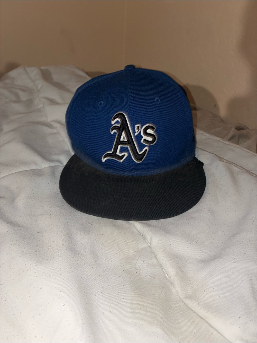 New Era Royal Blue and Black A's Logo Fitted Cap